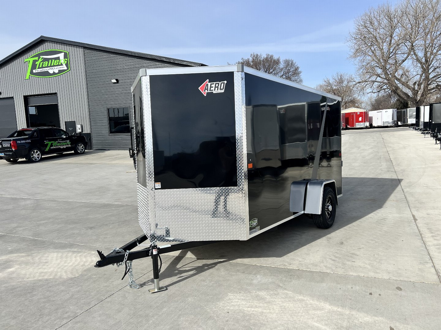 New NEW 2025 AERO 6x12 +2 V WHITE Interior QUALITYAluminum Wheels Matching aluminum Spare Tire and Mount included $240 value Enclosed Rear Ramp Cargo Trailer