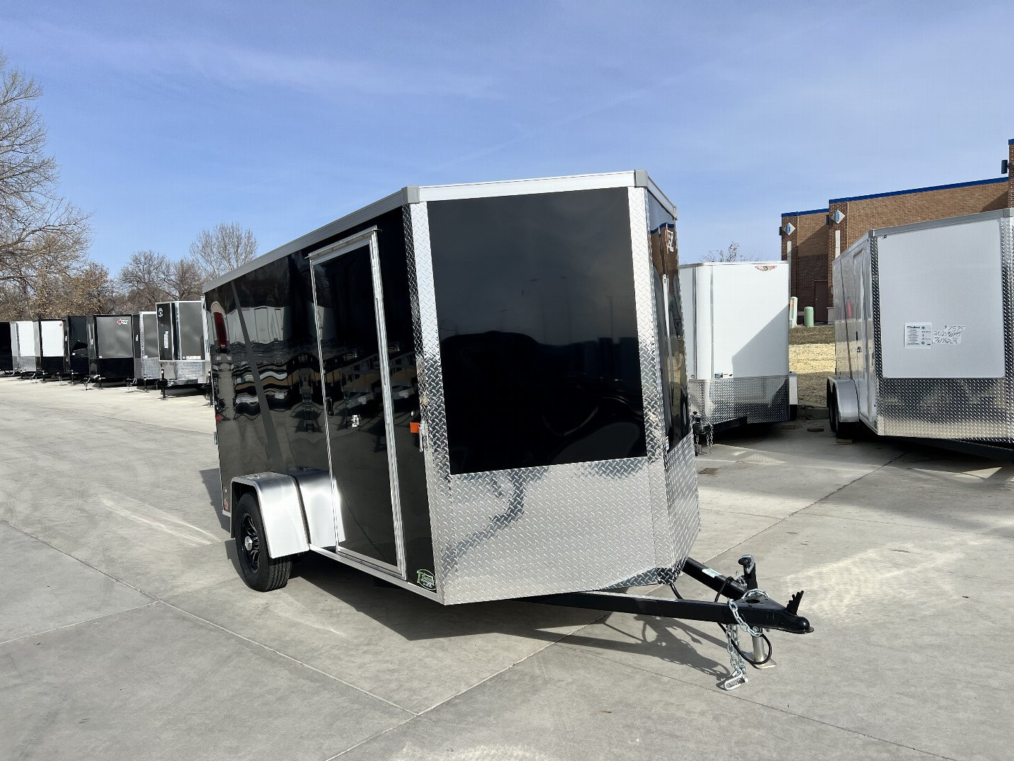New NEW 2025 AERO 6x12 +2 V WHITE Interior QUALITYAluminum Wheels Matching aluminum Spare Tire and Mount included $240 value Enclosed Rear Ramp Cargo Trailer