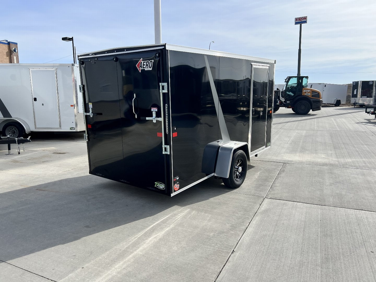 New NEW 2025 AERO 6x12 +2 V WHITE Interior QUALITYAluminum Wheels Matching aluminum Spare Tire and Mount included $240 value Enclosed Rear Ramp Cargo Trailer