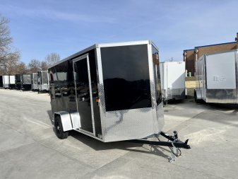 New NEW 2025 AERO 6x12 +2 V WHITE Interior QUALITYAluminum Wheels Matching aluminum Spare Tire and Mount included $240 value Enclosed Rear Ramp Cargo Trailer