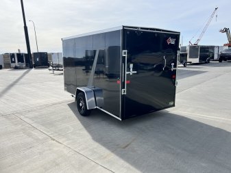 New NEW 2025 AERO 6x12 +2 V WHITE Interior QUALITYAluminum Wheels Matching aluminum Spare Tire and Mount included $240 value Enclosed Rear Ramp Cargo Trailer