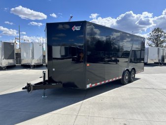 New NEW 2025 AERO 8.5x20 +2’V, 2-7000lb axles= 14K 7’ TALL, 3/8 WOOD Interior, BLACKOUT  EDITION- QUALITY Aluminum Wheels Enclosed Car Hauler Trailer