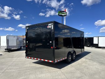 New NEW 2025 AERO 8.5x20 +2’V, 2-7000lb axles= 14K 7’ TALL, 3/8 WOOD Interior, BLACKOUT  EDITION- QUALITY Aluminum Wheels Enclosed Car Hauler Trailer
