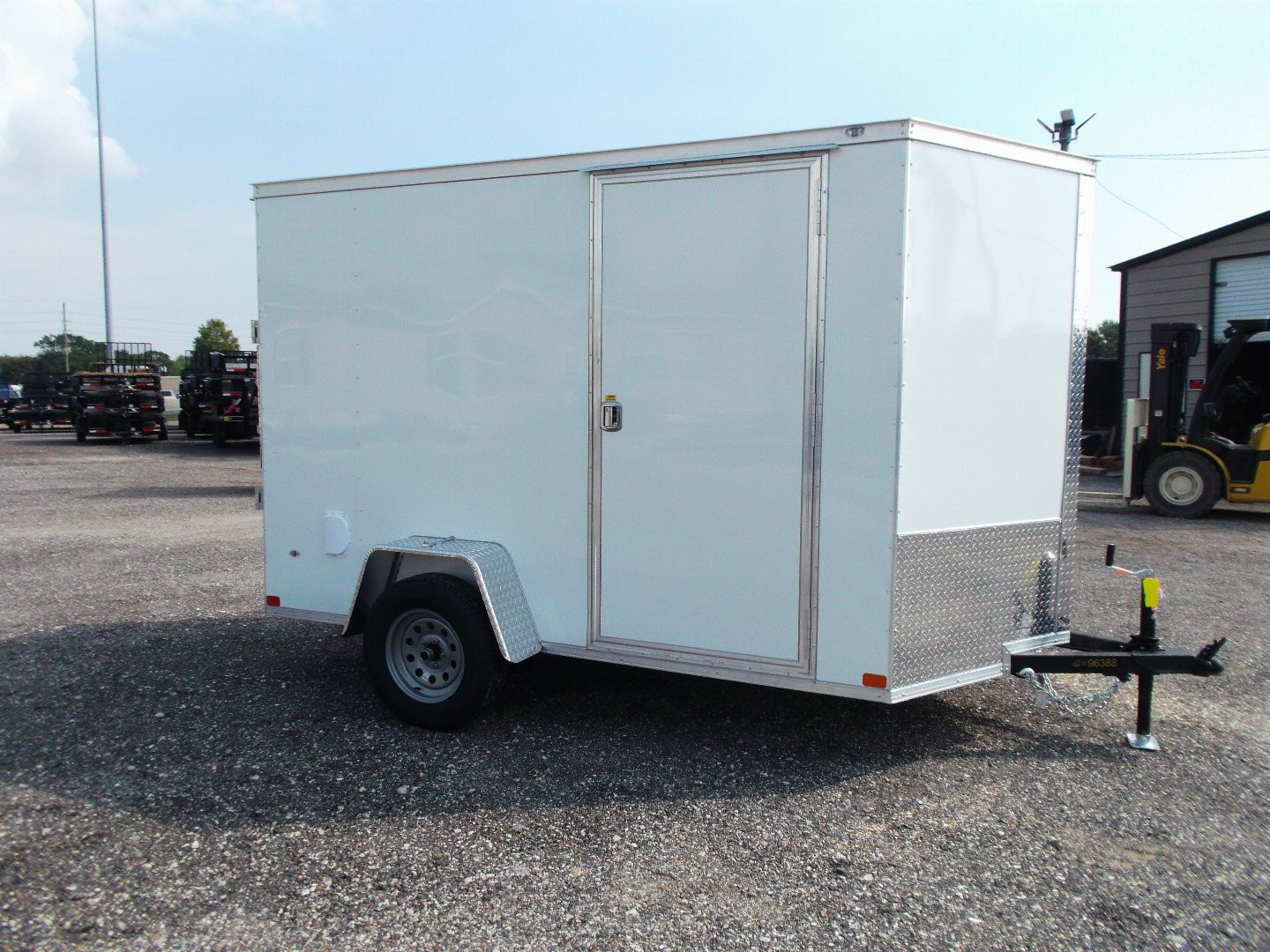 New 2024 Covered Wagon Trailers 6x10 Single Axle Cargo Trailer / Enclosed Trailer / Extra Wide Ramp / 6'6" Interior / RV Side Door / LEDs / .030 White Semi-Screwless Exterior