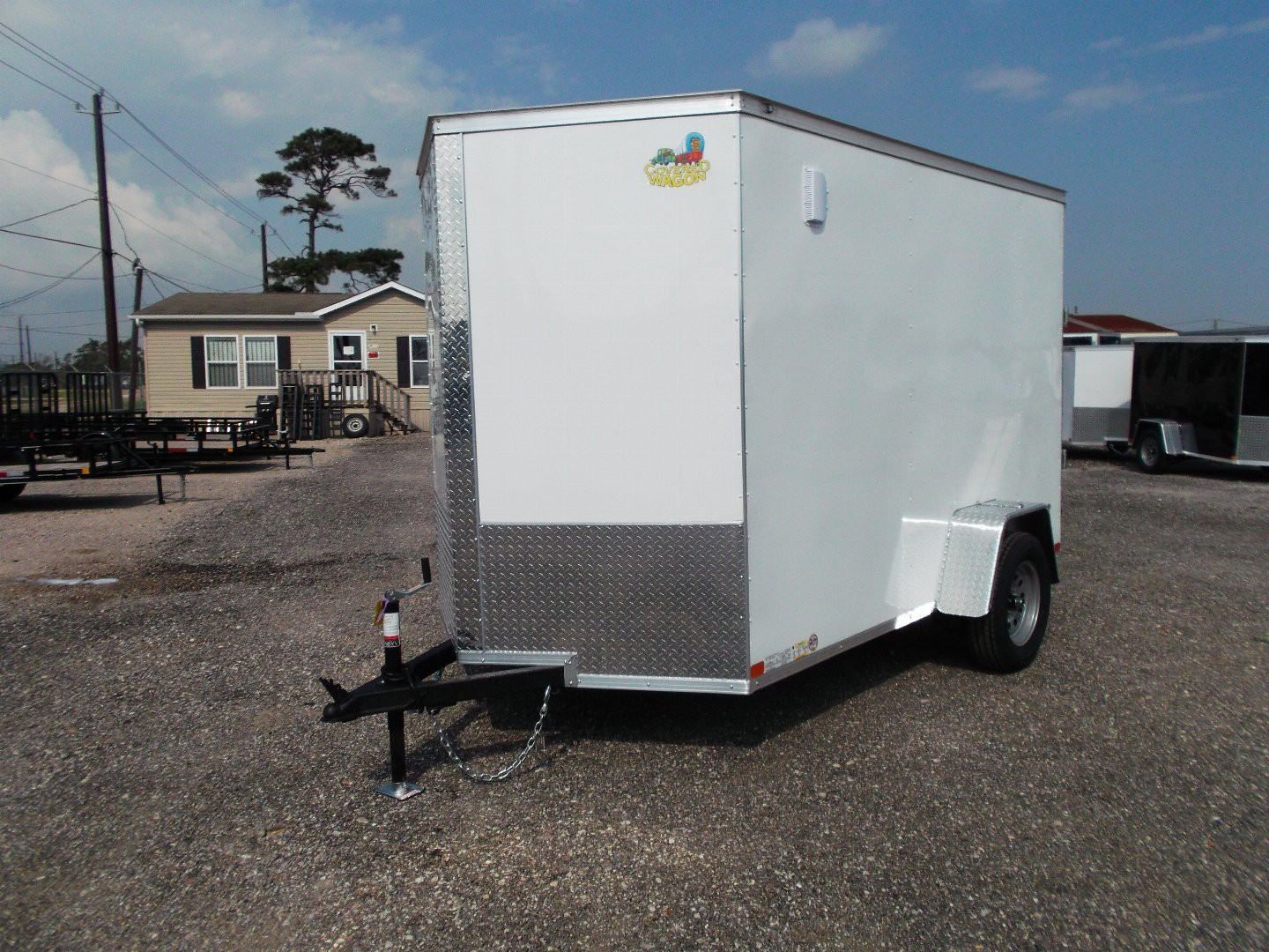 New 2024 Covered Wagon Trailers 6x10 Single Axle Cargo Trailer / Enclosed Trailer / Extra Wide Ramp / 6'6" Interior / RV Side Door / LEDs / .030 White Semi-Screwless Exterior
