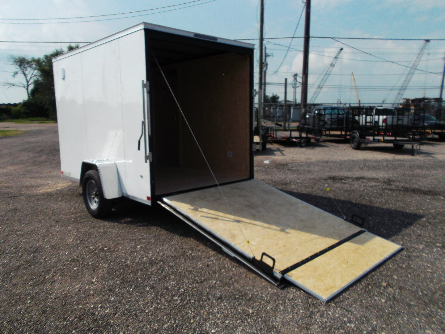 New 2024 Covered Wagon Trailers 6x10 Single Axle Cargo Trailer / Enclosed Trailer / Extra Wide Ramp / 6'6" Interior / RV Side Door / LEDs / .030 White Semi-Screwless Exterior