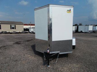 New 2024 Covered Wagon Trailers 6x10 Single Axle Cargo Trailer / Enclosed Trailer / Extra Wide Ramp / 6'6" Interior / RV Side Door / LEDs / .030 White Semi-Screwless Exterior