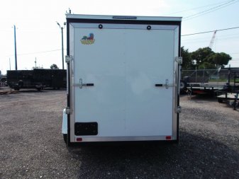 New 2024 Covered Wagon Trailers 6x10 Single Axle Cargo Trailer / Enclosed Trailer / Extra Wide Ramp / 6'6" Interior / RV Side Door / LEDs / .030 White Semi-Screwless Exterior