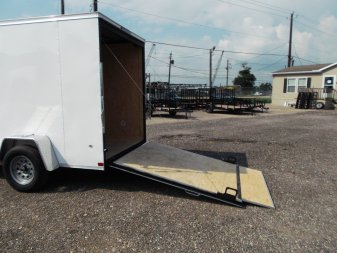 New 2024 Covered Wagon Trailers 6x10 Single Axle Cargo Trailer / Enclosed Trailer / Extra Wide Ramp / 6'6" Interior / RV Side Door / LEDs / .030 White Semi-Screwless Exterior