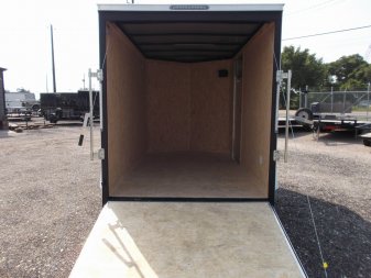 New 2024 Covered Wagon Trailers 6x10 Single Axle Cargo Trailer / Enclosed Trailer / Extra Wide Ramp / 6'6" Interior / RV Side Door / LEDs / .030 White Semi-Screwless Exterior