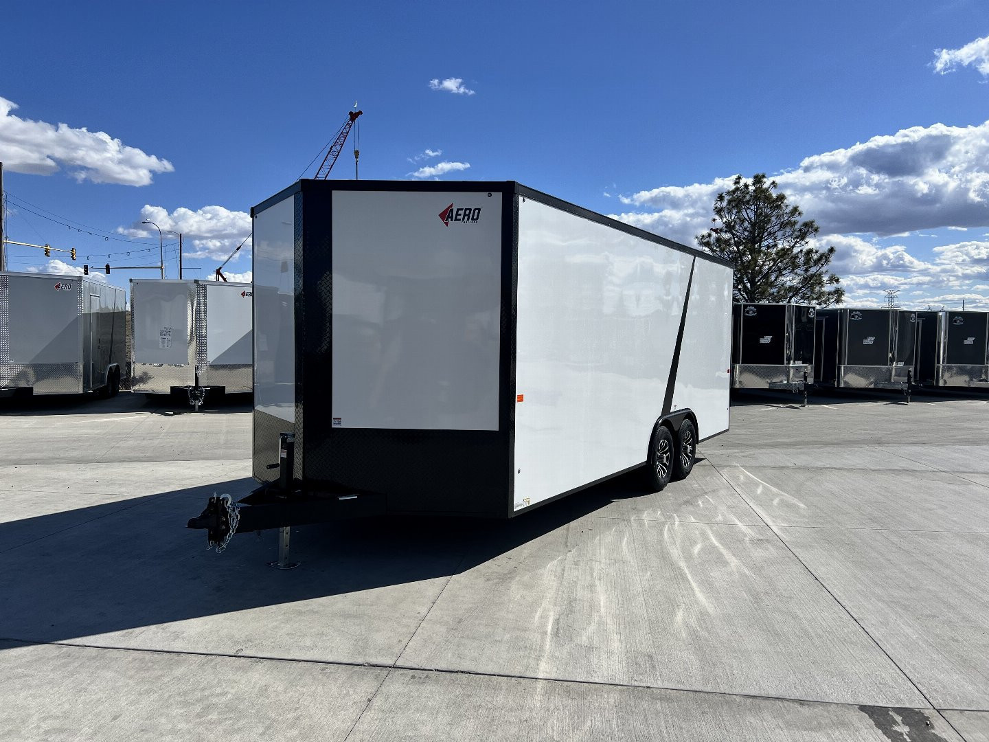 New NEW 2026 AERO 8.5x20 +2’V, 7’ TALL, WHITE Interior, BLACKOUT  EDITION- QUALITY Aluminum Wheels Enclosed Car Hauler Trailer
