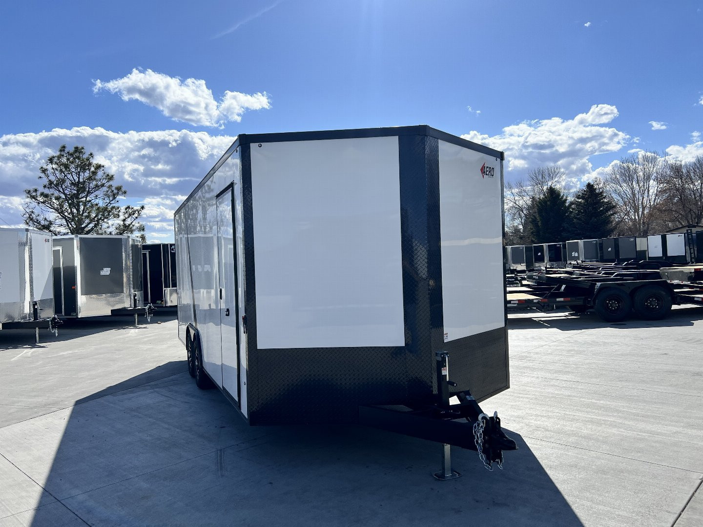 New NEW 2026 AERO 8.5x20 +2’V, 7’ TALL, WHITE Interior, BLACKOUT  EDITION- QUALITY Aluminum Wheels Enclosed Car Hauler Trailer