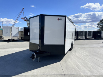 New NEW 2026 AERO 8.5x20 +2’V, 7’ TALL, WHITE Interior, BLACKOUT  EDITION- QUALITY Aluminum Wheels Enclosed Car Hauler Trailer