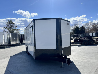 New NEW 2026 AERO 8.5x20 +2’V, 7’ TALL, WHITE Interior, BLACKOUT  EDITION- QUALITY Aluminum Wheels Enclosed Car Hauler Trailer