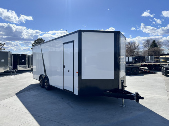 New NEW 2026 AERO 8.5x20 +2’V, 7’ TALL, WHITE Interior, BLACKOUT  EDITION- QUALITY Aluminum Wheels Enclosed Car Hauler Trailer