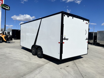 New NEW 2026 AERO 8.5x20 +2’V, 7’ TALL, WHITE Interior, BLACKOUT  EDITION- QUALITY Aluminum Wheels Enclosed Car Hauler Trailer