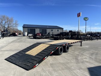 New 2025 H&H 30’ Gooseneck 21 ft Flat with Hydraulic 9 ft Dovetail Hydraulic Jacks, Key Fob Remote 25.9K Tandem Dual axles