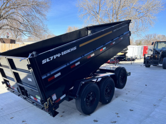 New NEW 2025 Southland14ft Low Profile HIGH SIDE Dump Trailer 2-8000 lb axles = 16K with Aluminum Ramps and TARP
