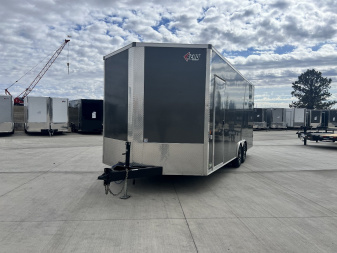 Used 2023 AERO 8.5x20 +2’V SNOW BEAR EXTRA TALL 7’ 7” QUALITY Enclosed Rear Ramp Car Hauler Cargo Trailer