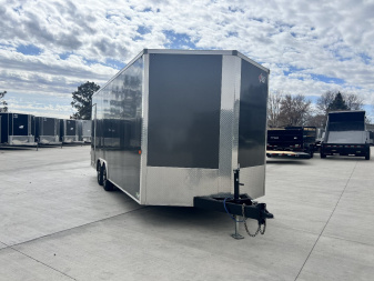 Used 2023 AERO 8.5x20 +2’V SNOW BEAR EXTRA TALL 7’ 7” QUALITY Enclosed Rear Ramp Car Hauler Cargo Trailer