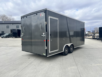 Used 2023 AERO 8.5x20 +2’V SNOW BEAR EXTRA TALL 7’ 7” QUALITY Enclosed Rear Ramp Car Hauler Cargo Trailer