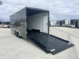 Used 2023 AERO 8.5x20 +2’V SNOW BEAR EXTRA TALL 7’ 7” QUALITY Enclosed Rear Ramp Car Hauler Cargo Trailer