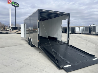 Used 2023 AERO 8.5x20 +2’V SNOW BEAR EXTRA TALL 7’ 7” QUALITY Enclosed Rear Ramp Car Hauler Cargo Trailer