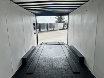Used 2023 AERO 8.5x20 +2’V SNOW BEAR EXTRA TALL 7’ 7” QUALITY Enclosed Rear Ramp Car Hauler Cargo Trailer