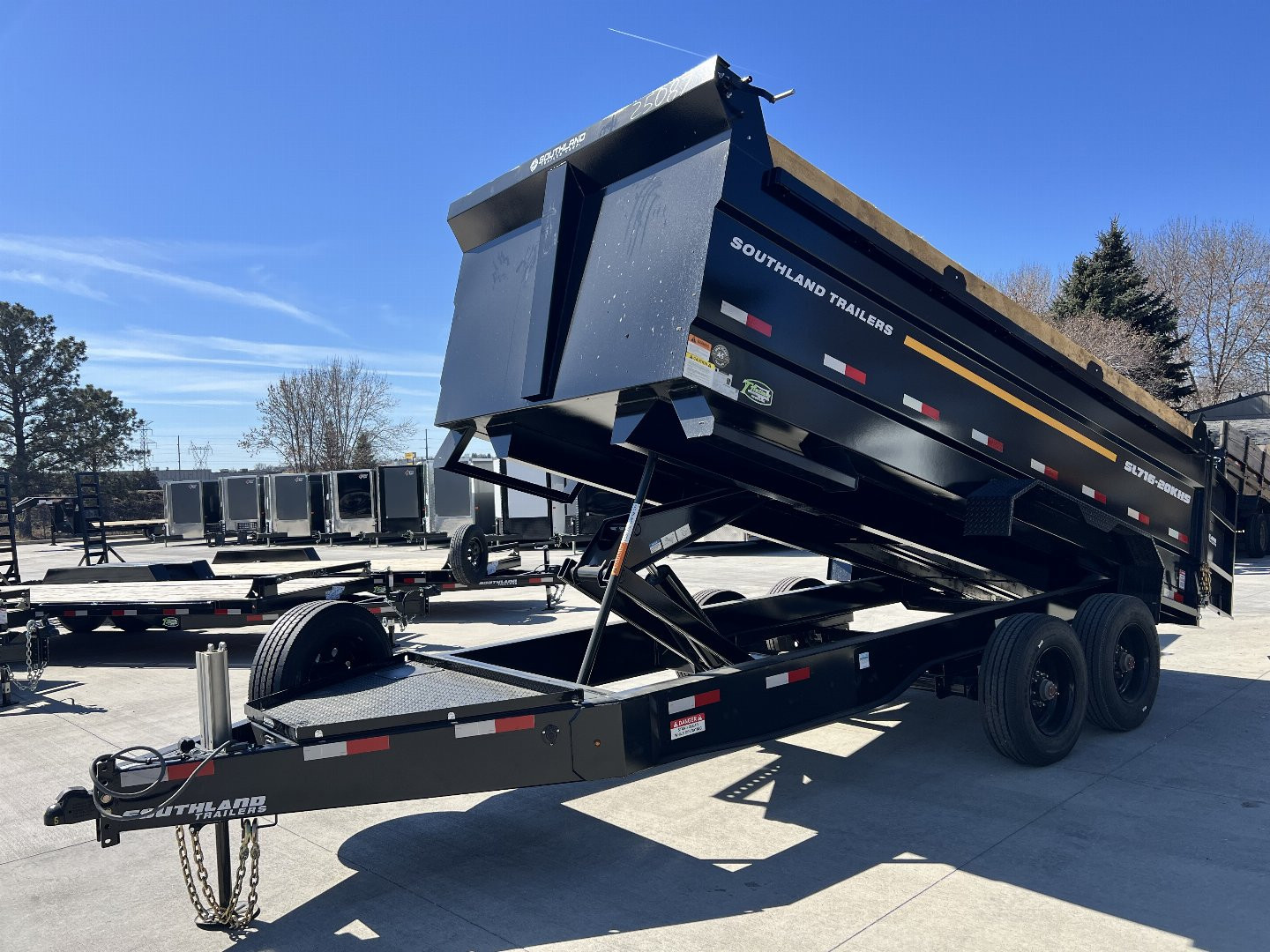New NEW 2025 Southland 7x16 hydraulic Jack Heavy Duty Dump Trailer 2-10000 lb TORSION axles =20K aluminum ramps and Tarp Included