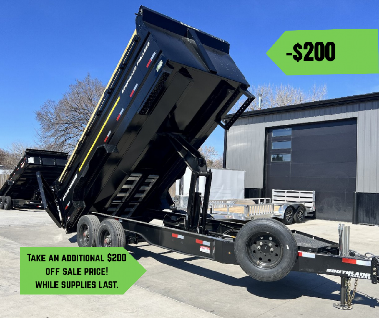 New NEW 2025 Southland 7x16 hydraulic Jack Heavy Duty Dump Trailer 2-10000 lb TORSION axles =20K aluminum ramps and Tarp Included