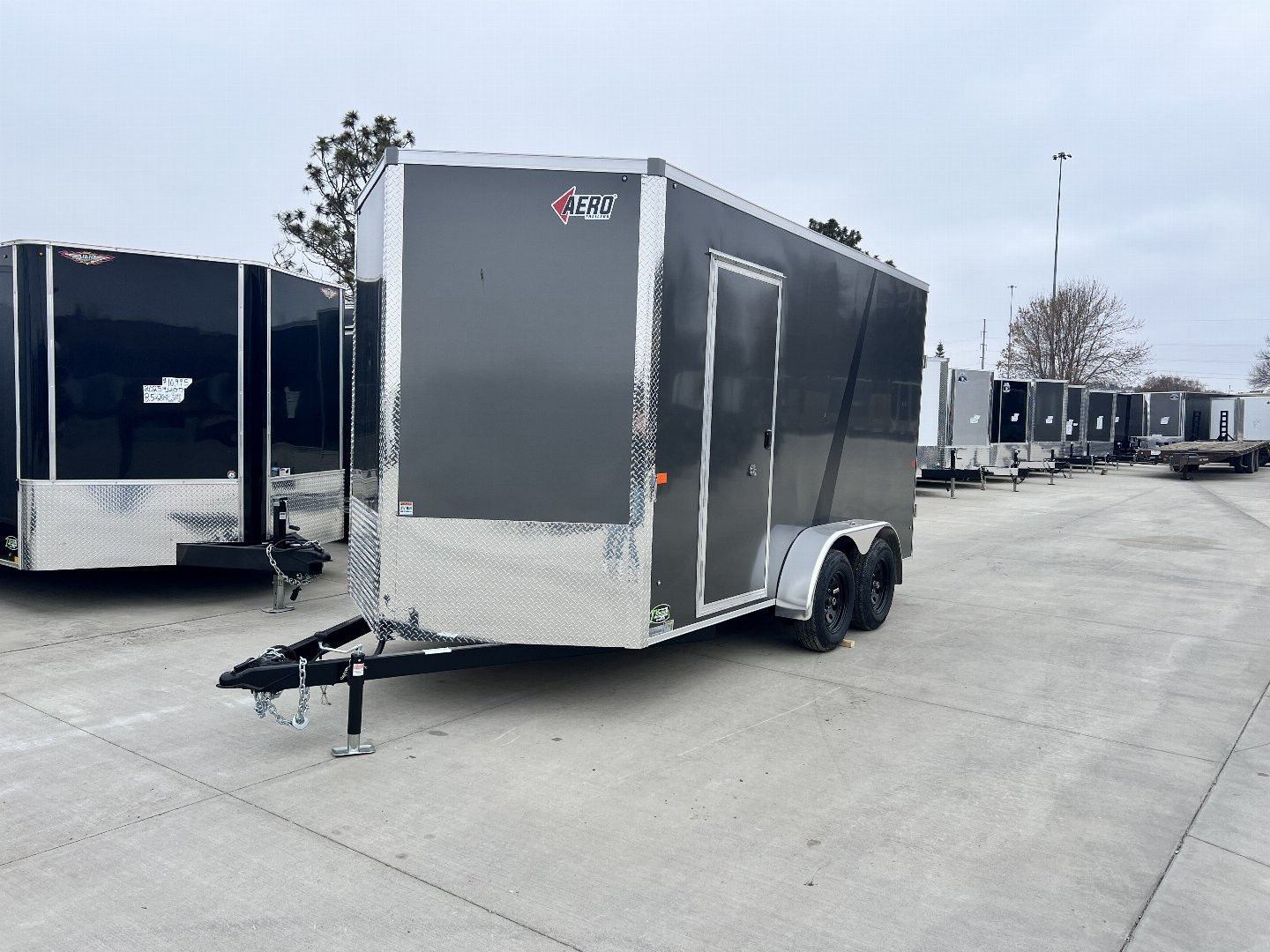 New NEW 2025 AERO 7x14 +2 V TALL UTV QUALITY Enclosed, WHITE Interior, Rear Ramp Cargo Trailer