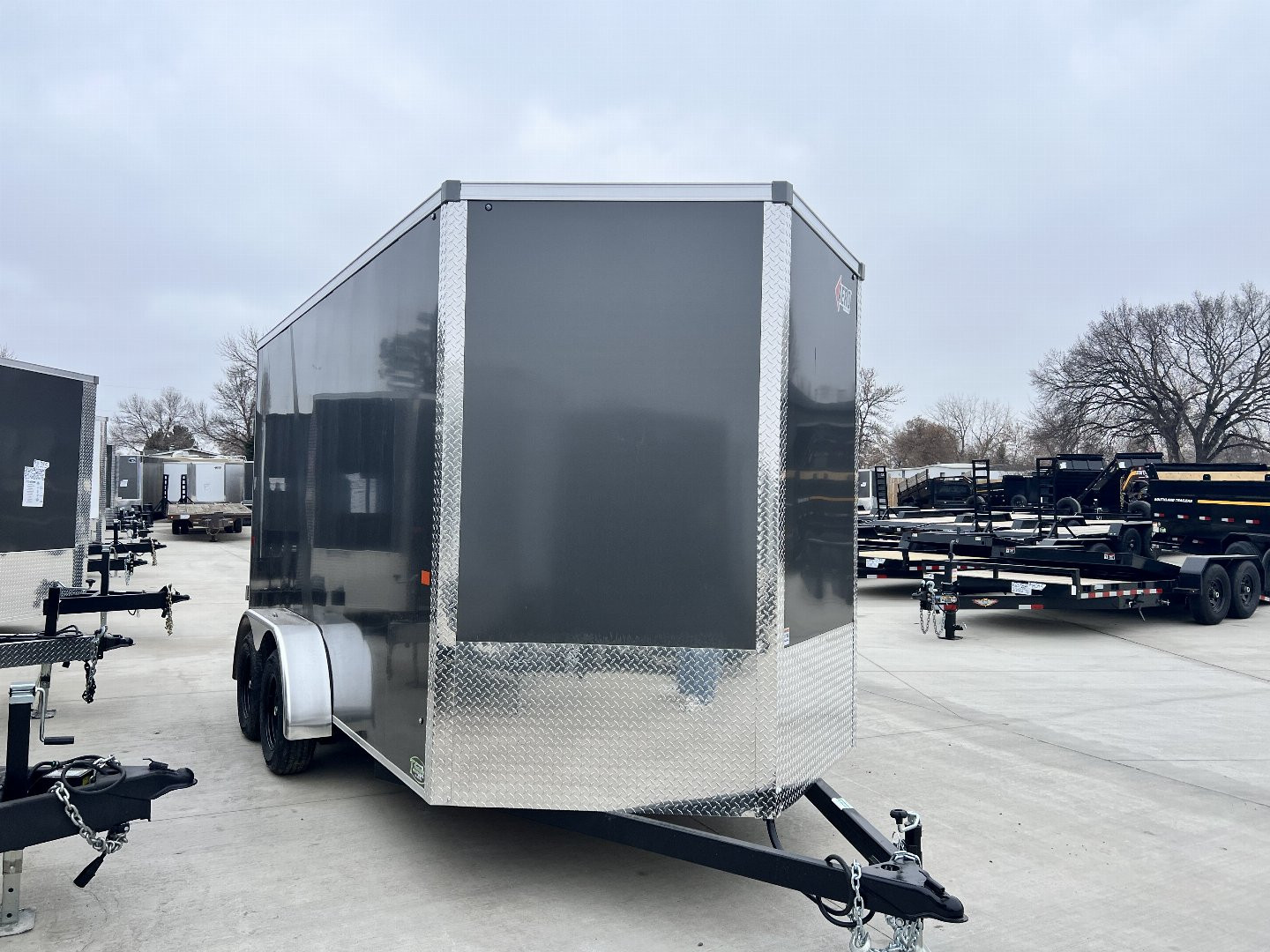 New NEW 2025 AERO 7x14 +2 V TALL UTV QUALITY Enclosed, WHITE Interior, Rear Ramp Cargo Trailer