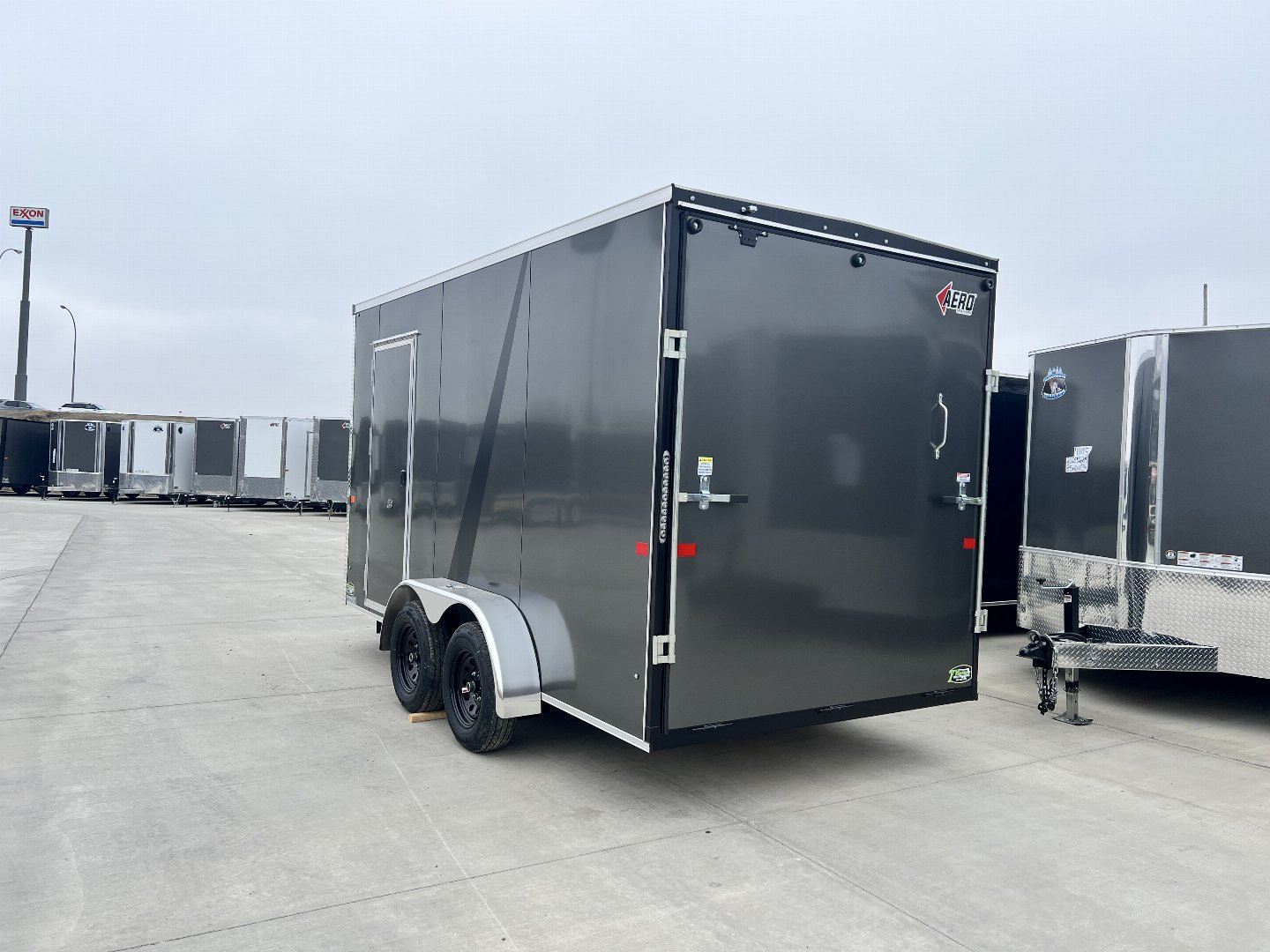 New NEW 2025 AERO 7x14 +2 V TALL UTV QUALITY Enclosed, WHITE Interior, Rear Ramp Cargo Trailer