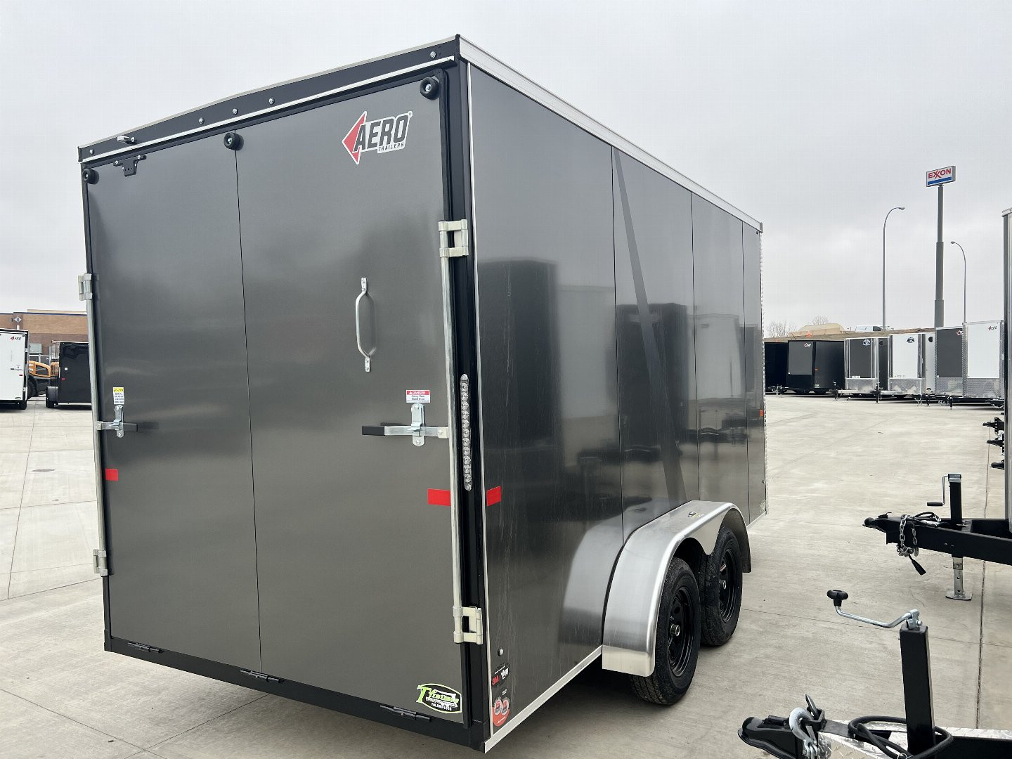New NEW 2025 AERO 7x14 +2 V TALL UTV QUALITY Enclosed, WHITE Interior, Rear Ramp Cargo Trailer