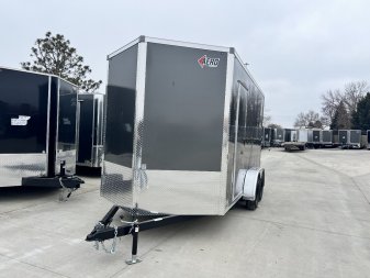 New NEW 2025 AERO 7x14 +2 V TALL UTV QUALITY Enclosed, WHITE Interior, Rear Ramp Cargo Trailer