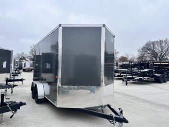 New NEW 2025 AERO 7x14 +2 V TALL UTV QUALITY Enclosed, WHITE Interior, Rear Ramp Cargo Trailer