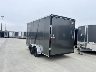 New NEW 2025 AERO 7x14 +2 V TALL UTV QUALITY Enclosed, WHITE Interior, Rear Ramp Cargo Trailer
