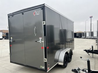 New NEW 2025 AERO 7x14 +2 V TALL UTV QUALITY Enclosed, WHITE Interior, Rear Ramp Cargo Trailer