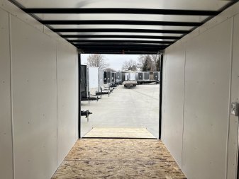 New NEW 2025 AERO 7x14 +2 V TALL UTV QUALITY Enclosed, WHITE Interior, Rear Ramp Cargo Trailer