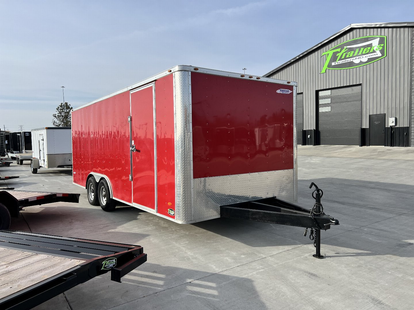 Used 2021 Freedom 8.5x20 Rear Ramp Enclosed Cargo Hauler Trailer 10K