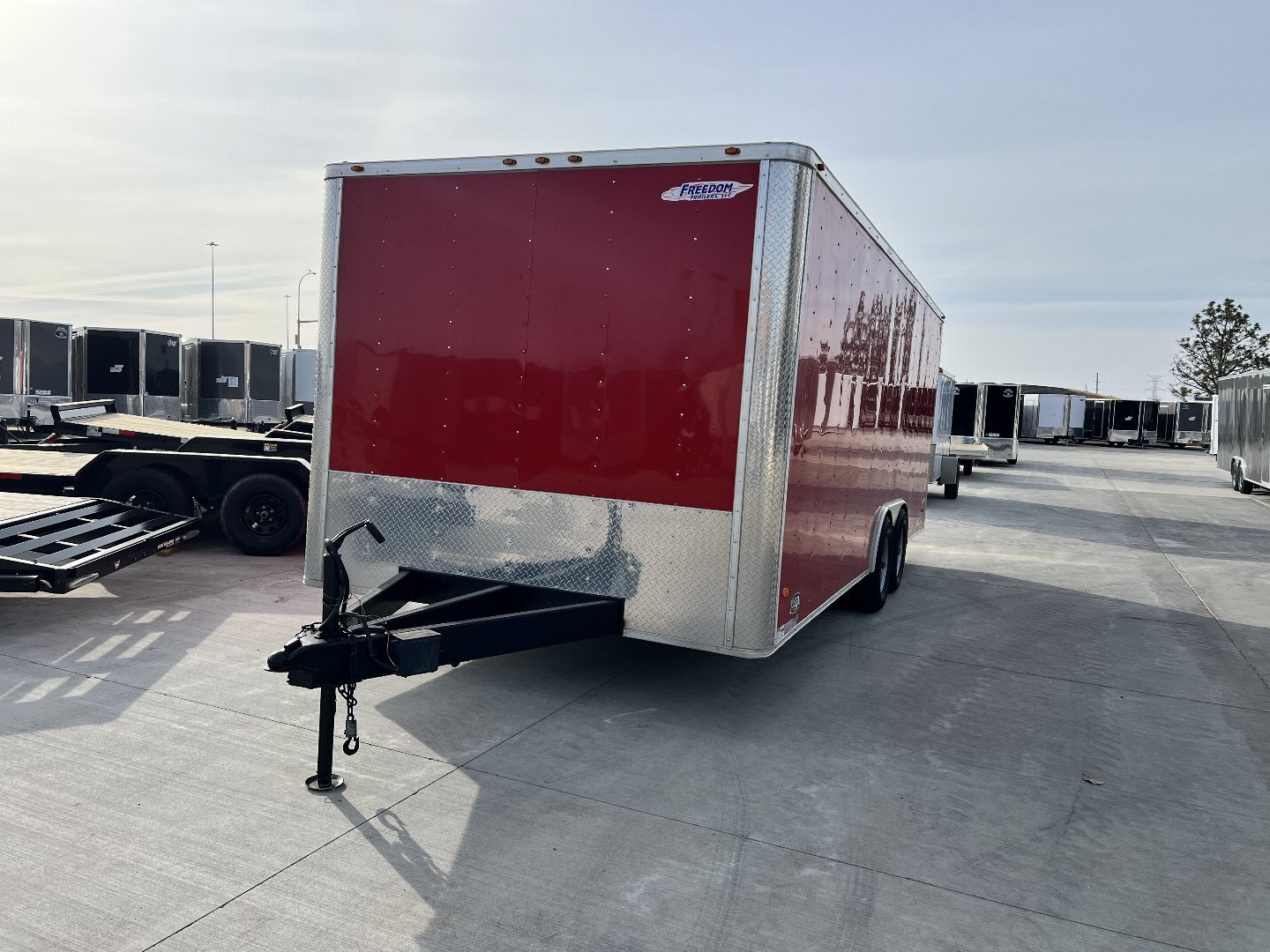 Used 2021 Freedom 8.5x20 Rear Ramp Enclosed Cargo Hauler Trailer 10K