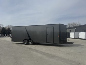 New NEW 2025 AERO 8.5x24 +2’V 7' TALL WING -BLACKOUT  EDITION - QUALITY Enclosed Rear Ramp Car Hauler Cargo Trailer