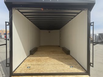 New NEW 2025 AERO 8.5x24 +2’V 7' TALL WING -BLACKOUT  EDITION - QUALITY Enclosed Rear Ramp Car Hauler Cargo Trailer