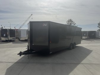 New NEW 2025 AERO 8.5x24 +2’V 7' TALL WING -BLACKOUT  EDITION - QUALITY Enclosed Rear Ramp Car Hauler Cargo Trailer