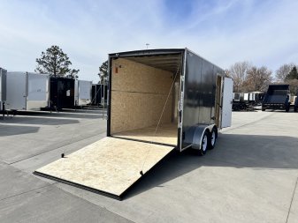 New 2025 H&H 7x14 +2’V TALL 7’ Enclosed Rear Ramp Car Hauler Cargo Trailer
