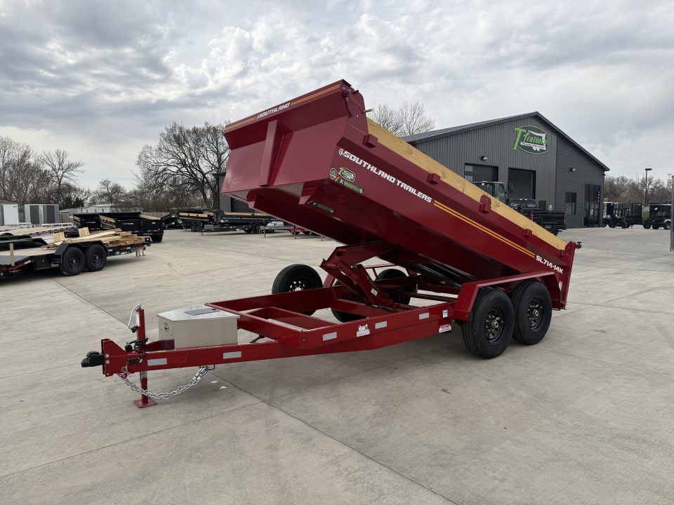 New NEW 2026 Southland 14ft Low Profile Dump Trailer 2-7000 lb axles =14K with Ramps