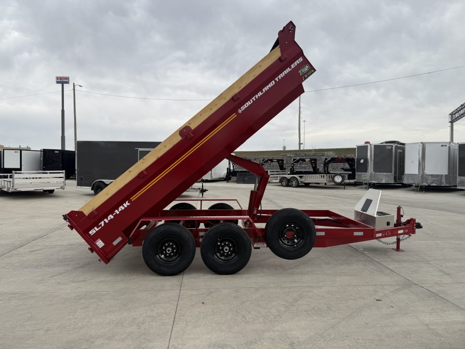 New NEW 2026 Southland 14ft Low Profile Dump Trailer 2-7000 lb axles =14K with Ramps