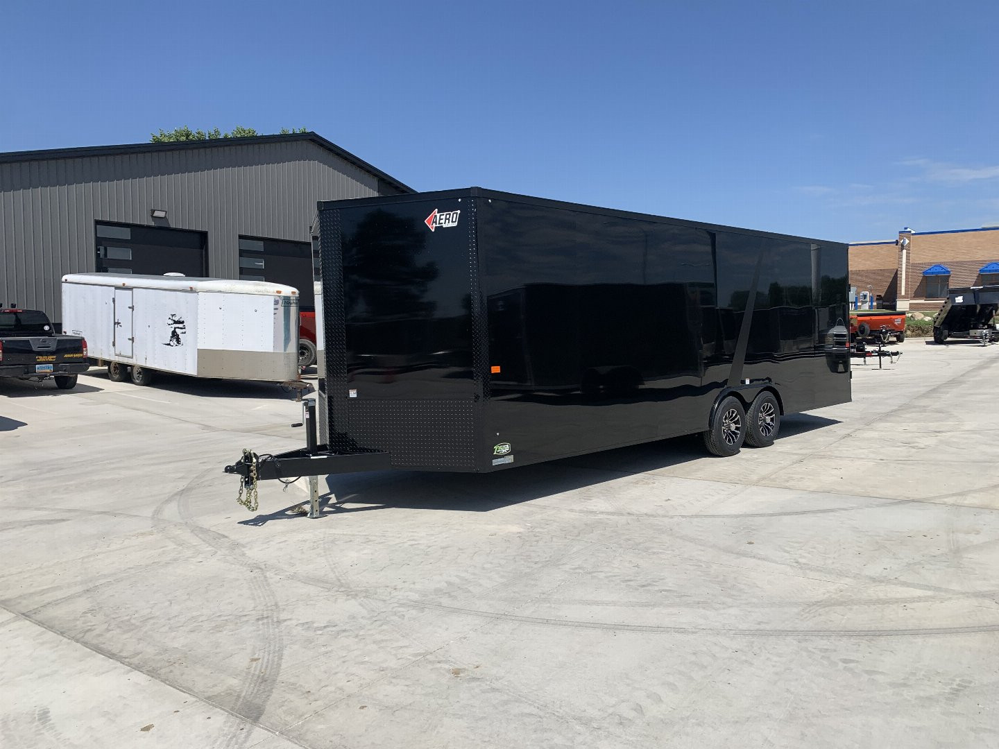 New NEW 2025 AERO 8.5x24 +2’V TALL 7’ .080 POLYCORE exterior BLACKOUT  EDITION - QUALITY Enclosed Rear Ramp Car Hauler Cargo Trailer