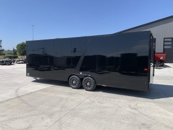 New NEW 2025 AERO 8.5x24 +2’V TALL 7’ .080 POLYCORE exterior BLACKOUT  EDITION - QUALITY Enclosed Rear Ramp Car Hauler Cargo Trailer