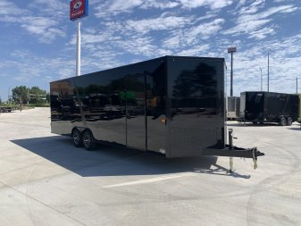New NEW 2025 AERO 8.5x24 +2’V TALL 7’ .080 POLYCORE exterior BLACKOUT  EDITION - QUALITY Enclosed Rear Ramp Car Hauler Cargo Trailer